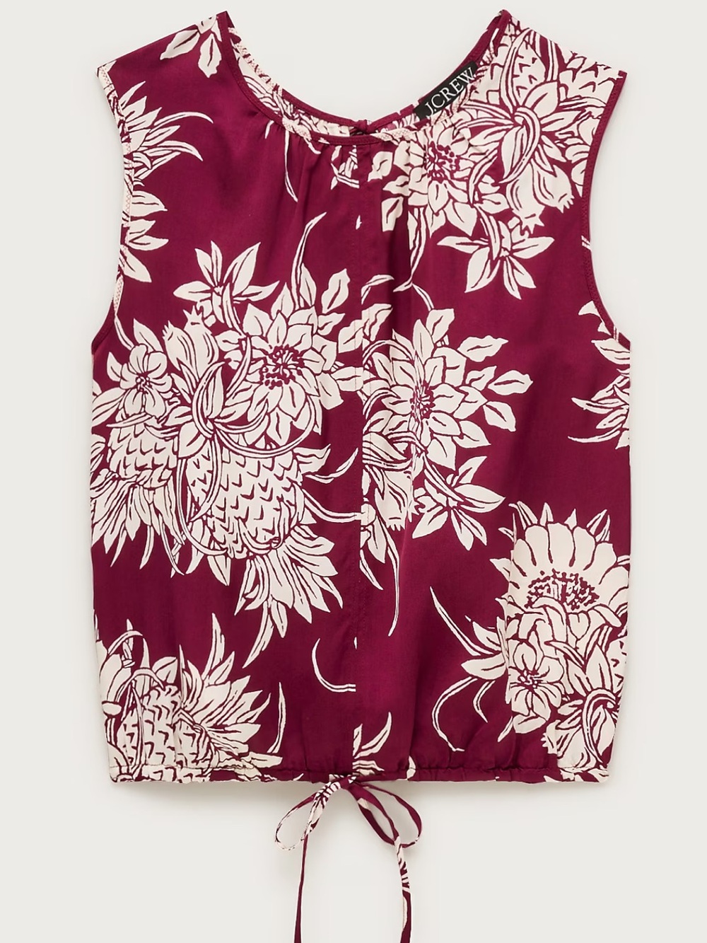 J.Crew Women’s Draw String Waist Tank Top in Pineapple Garden Sateen